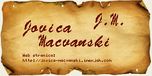 Jovica Mačvanski vizit kartica